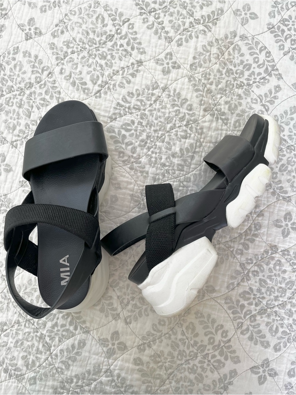 8 MIA Black Platform Sandals with White Sole